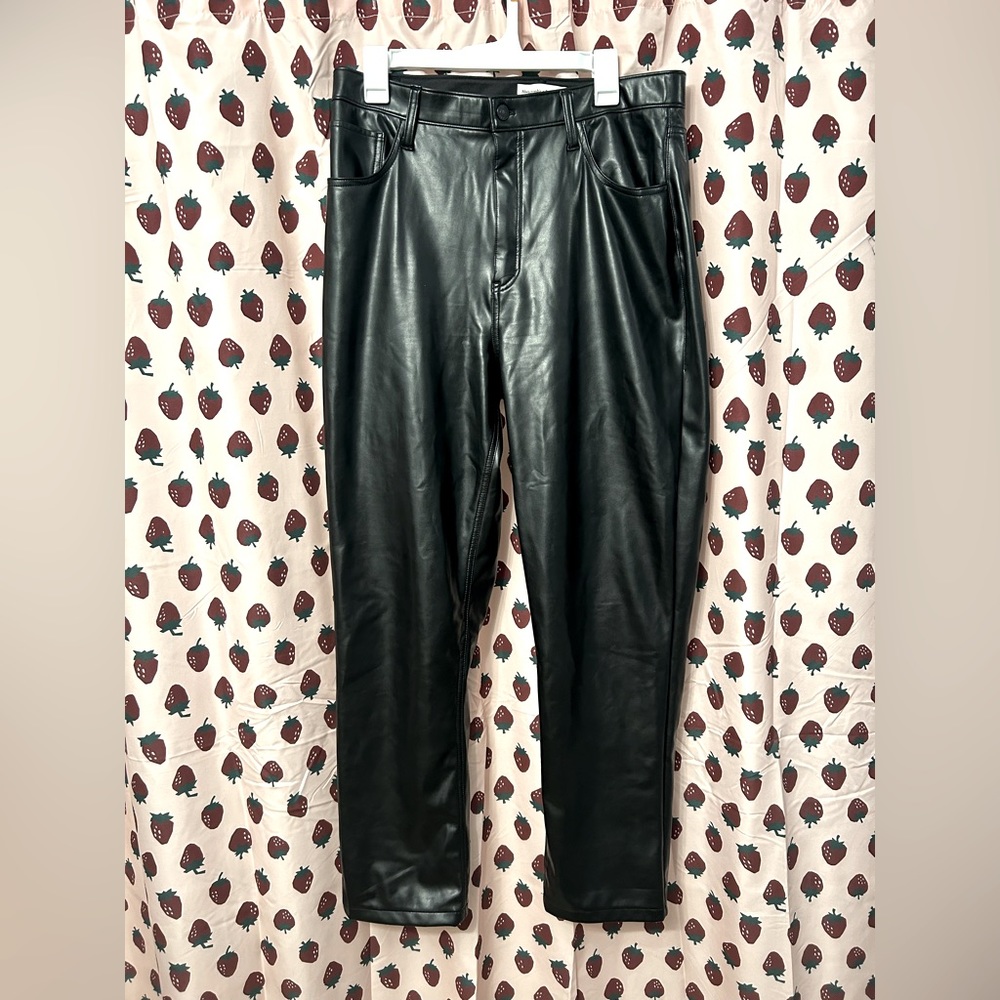 Abercrombie & Fitch Black Faux Leather Straight Leg Pants